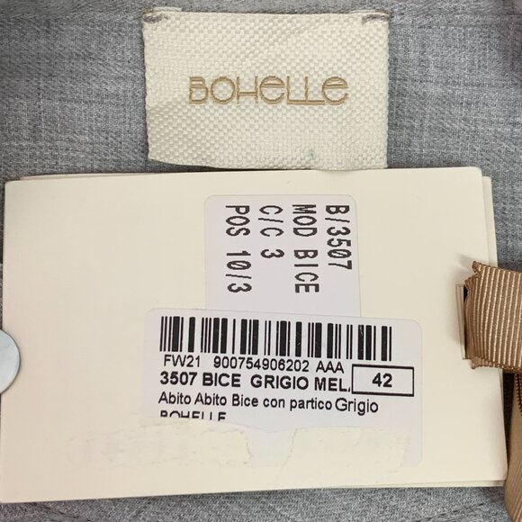 NWT Bohelle Women's Gray Long Sleeve Midi Mock Neck Cotton Dress Size 42 / M - Picture 13 of 15